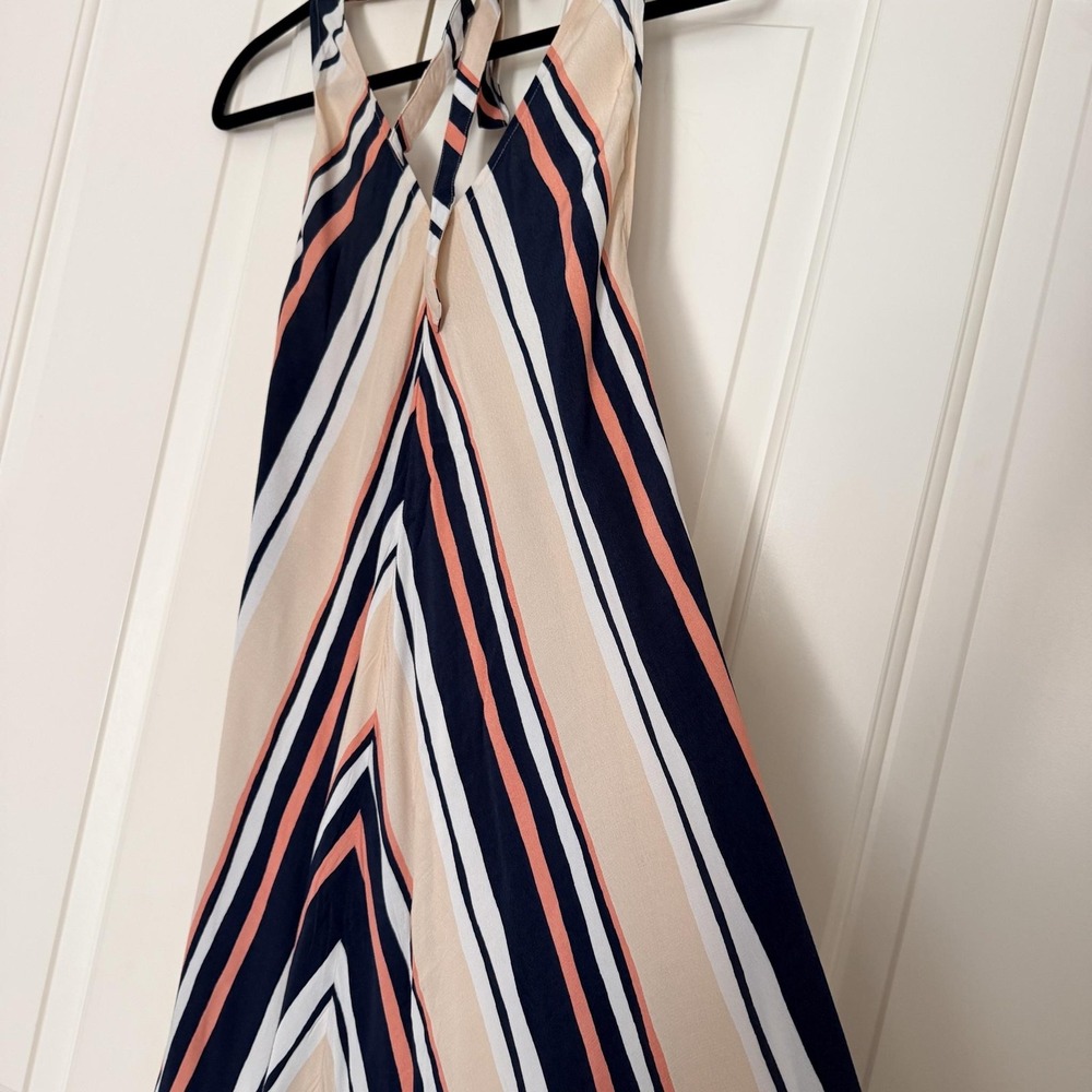 Forever 21 Dress Womens Small Multicolor Stripe Halter Maxi Sundress Boho Summer